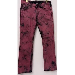 True‎ Religion Acid Washed Jeans Straight Stretch Flap Pockets Pants Sz 34